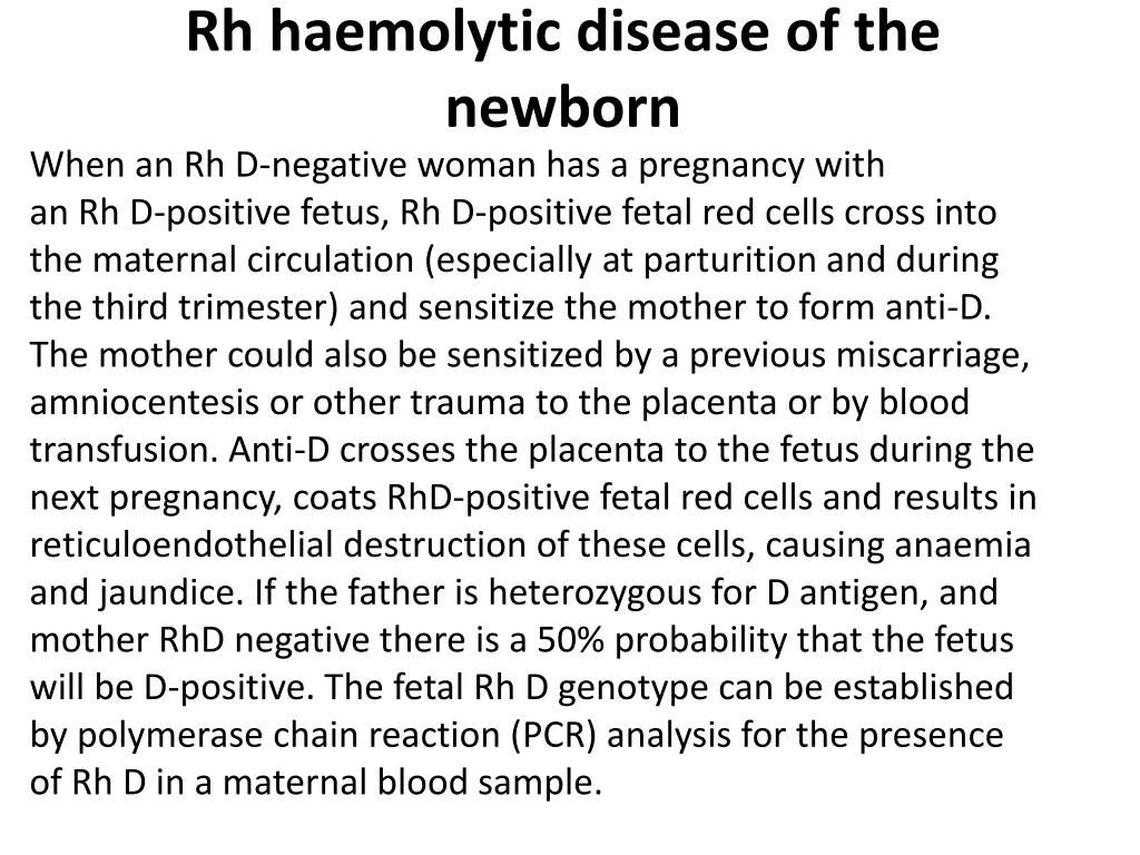 rh haemolytic disease of the newborn when