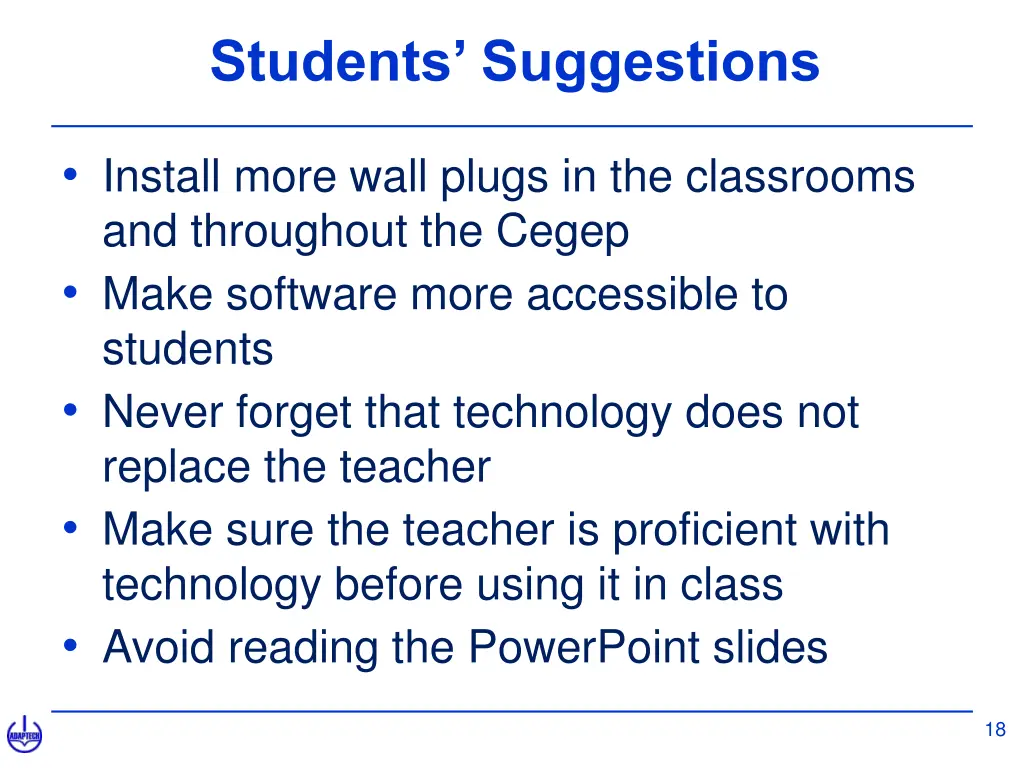 students suggestions
