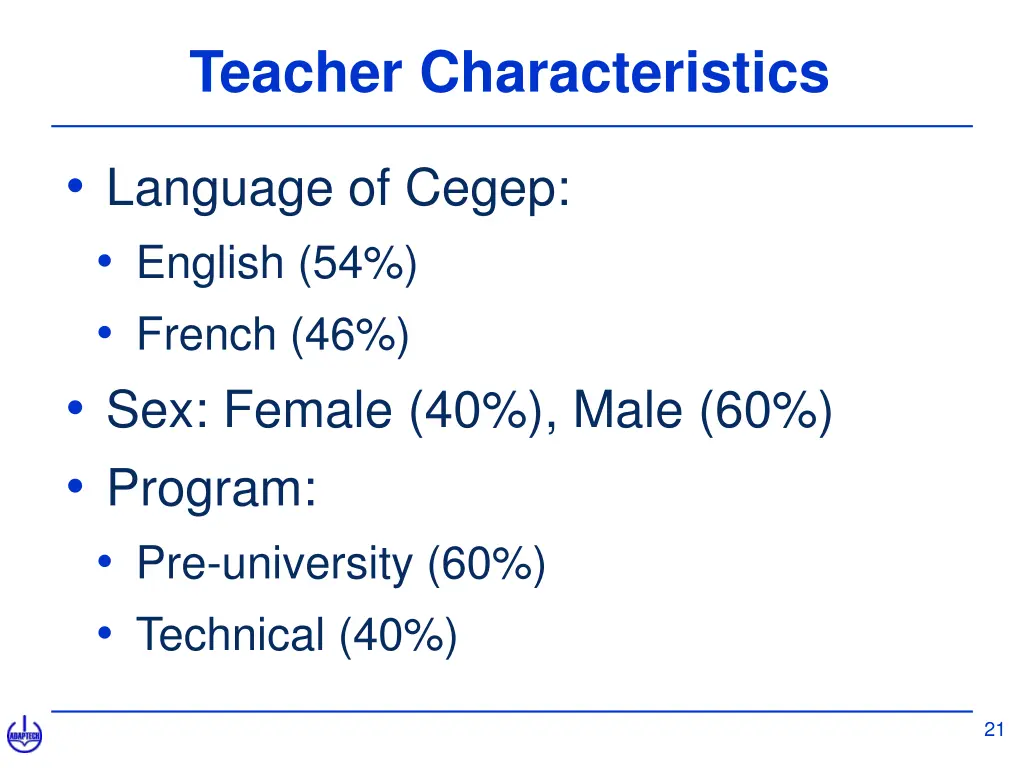 teacher characteristics