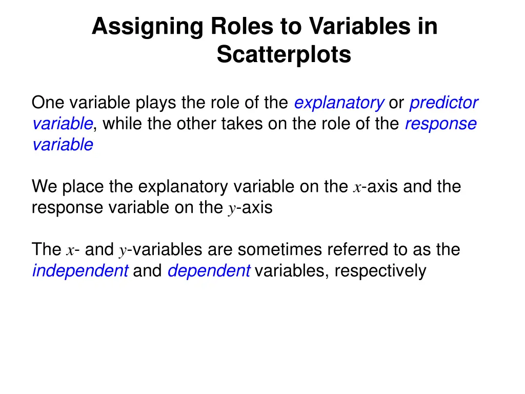 assigning roles to variables in scatterplots