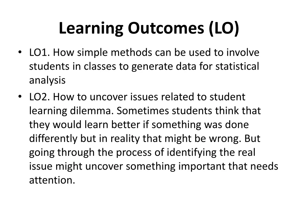 learning outcomes lo