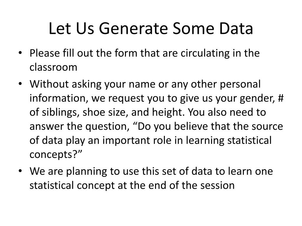 let us generate some data