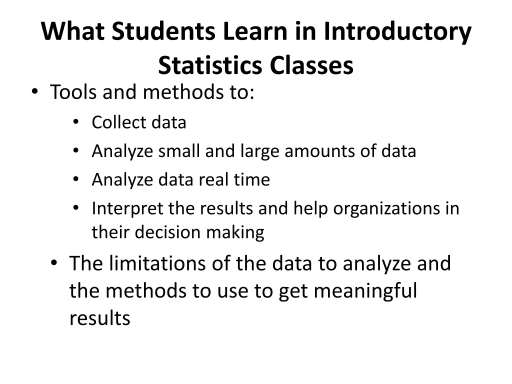 what students learn in introductory statistics