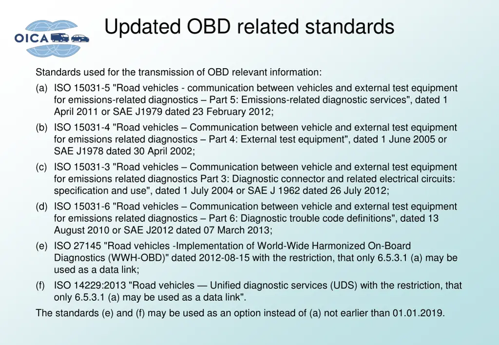 updated obd related standards