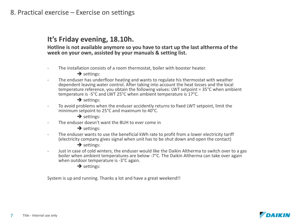 8 practical exercise exercise on settings