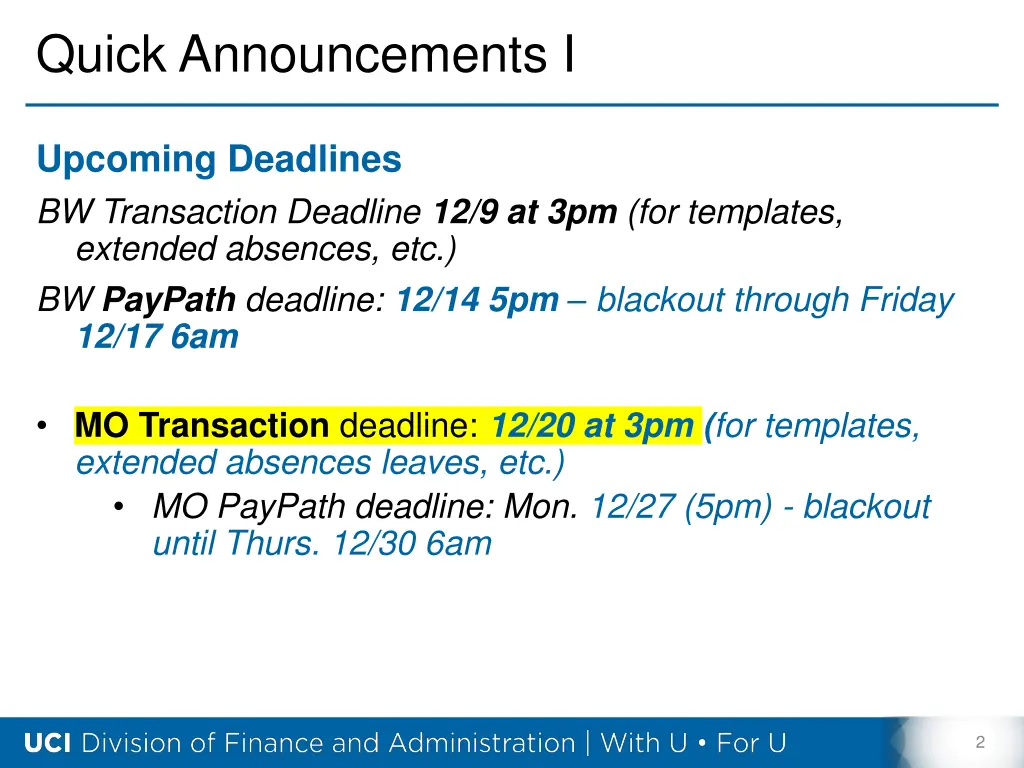quick announcements i