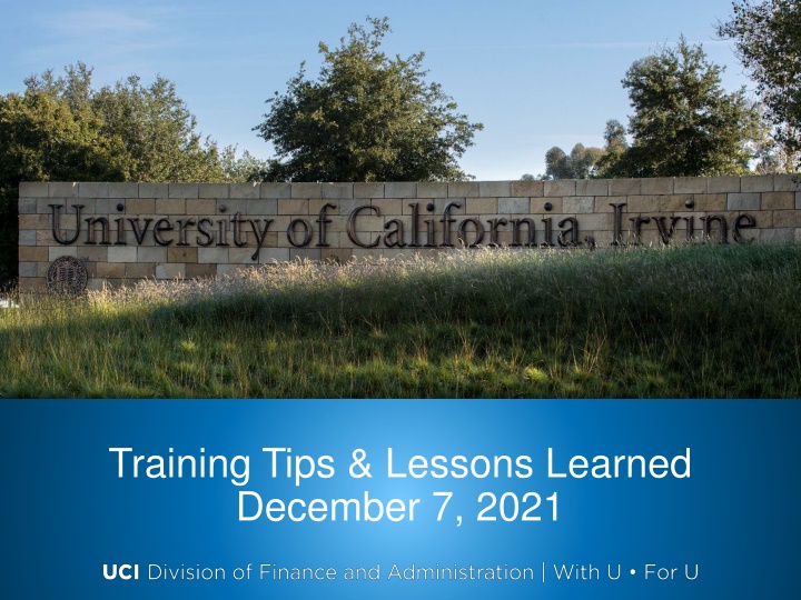 training tips lessons learned december 7 2021
