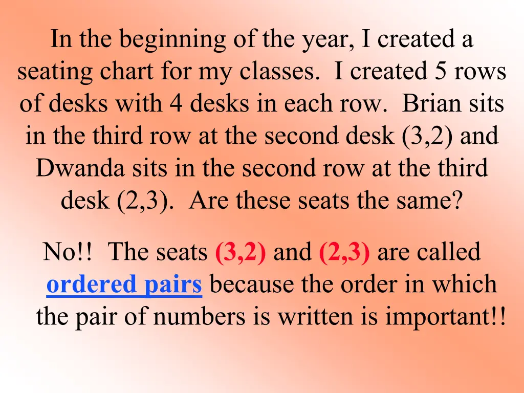 in the beginning of the year i created a seating