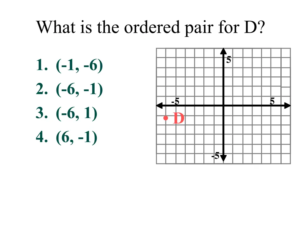 what is the ordered pair for d