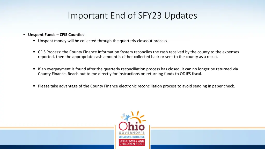 important end of sfy23 updates 2