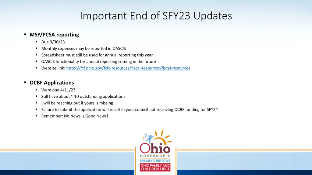important end of sfy23 updates 3