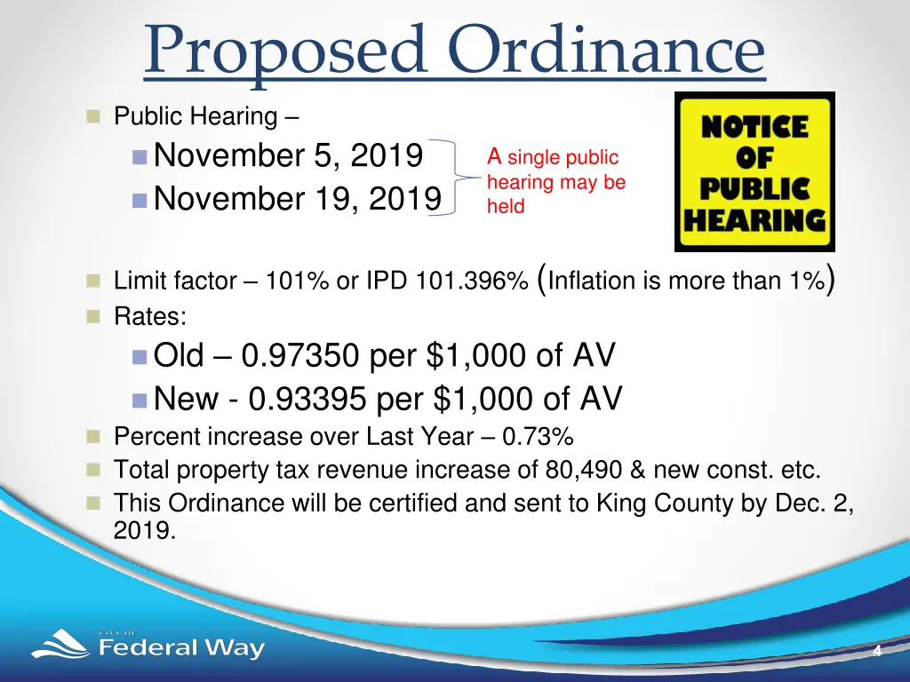 proposed ordinance public hearing november 5 2019
