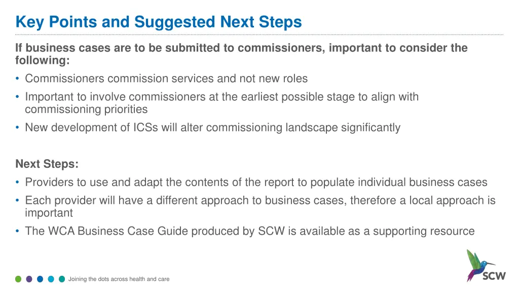 key points and suggested next steps