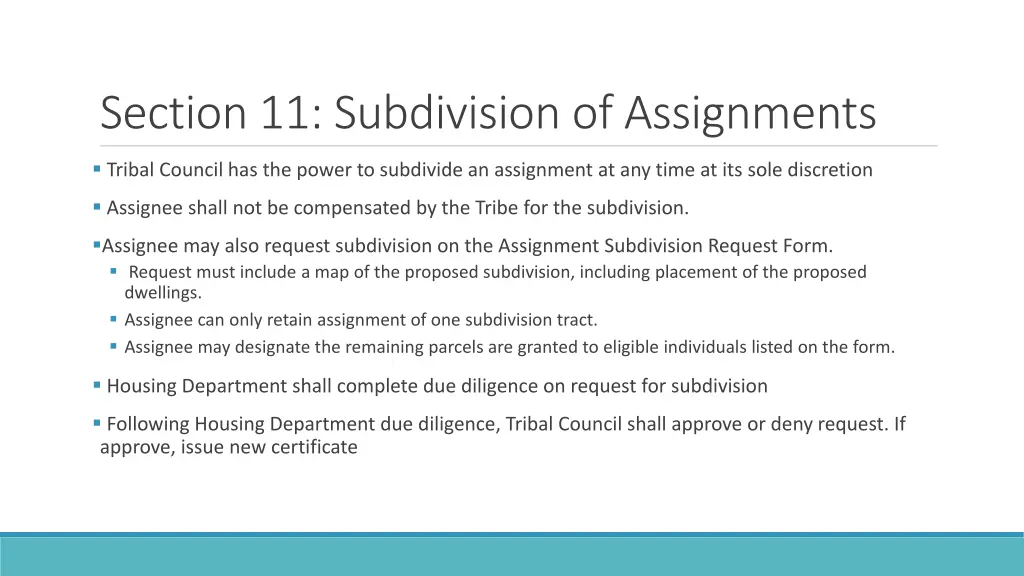section 11 subdivision of assignments