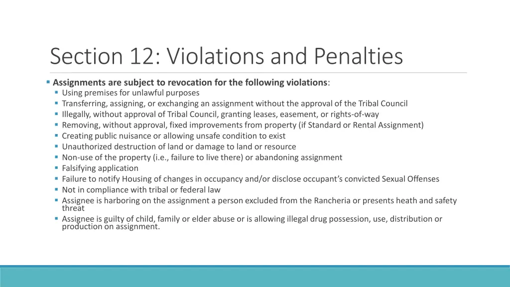 section 12 violations and penalties