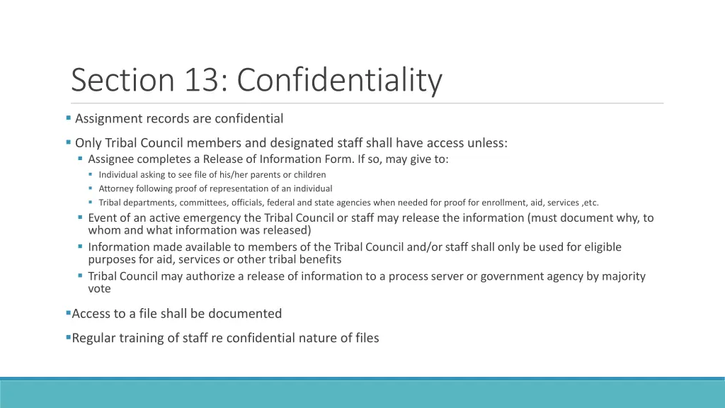 section 13 confidentiality