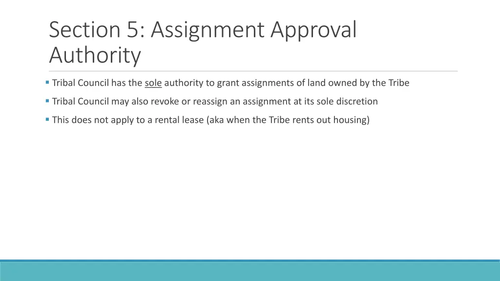 section 5 assignment approval authority