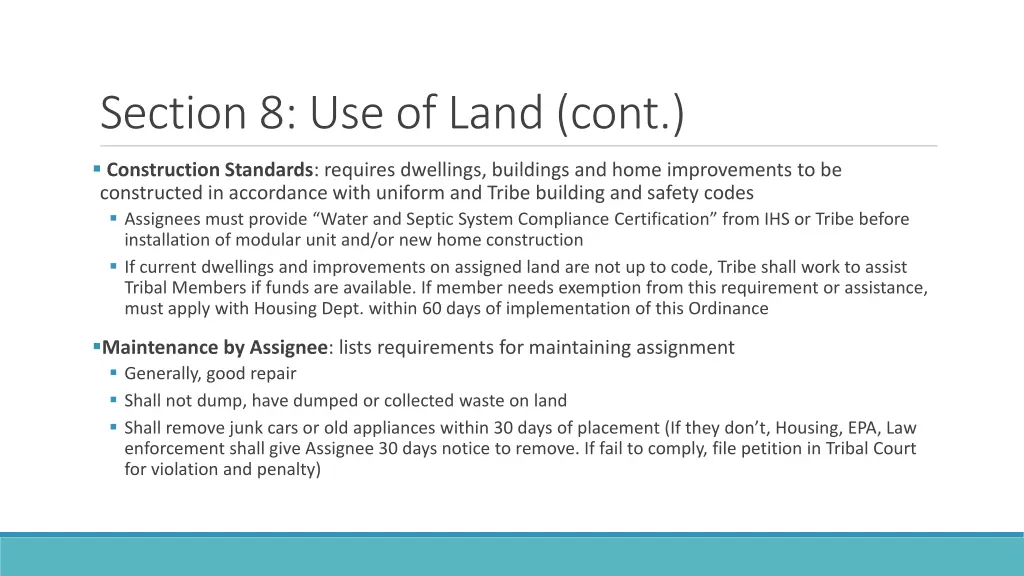 section 8 use of land cont 1