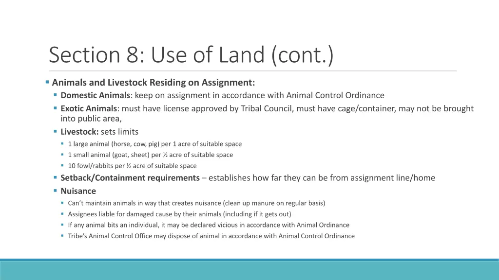 section 8 use of land cont 3
