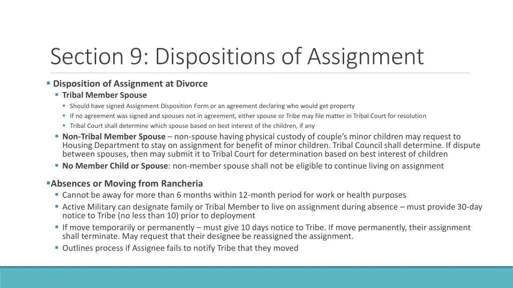 section 9 dispositions of assignment 1