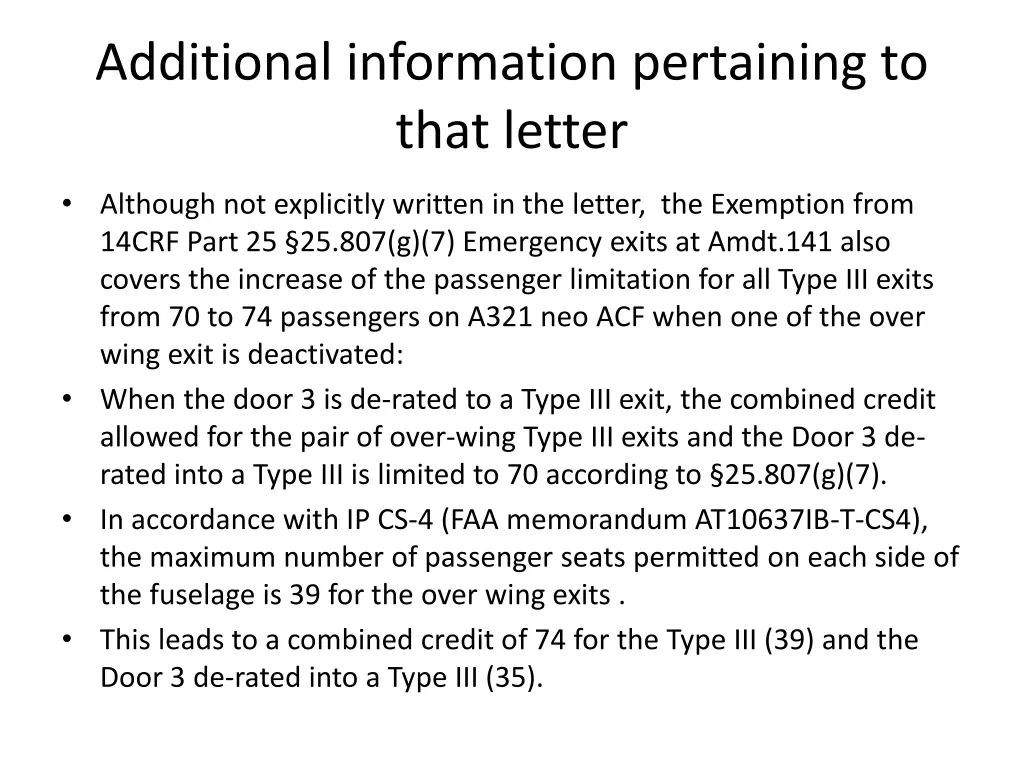 additional information pertaining to that letter