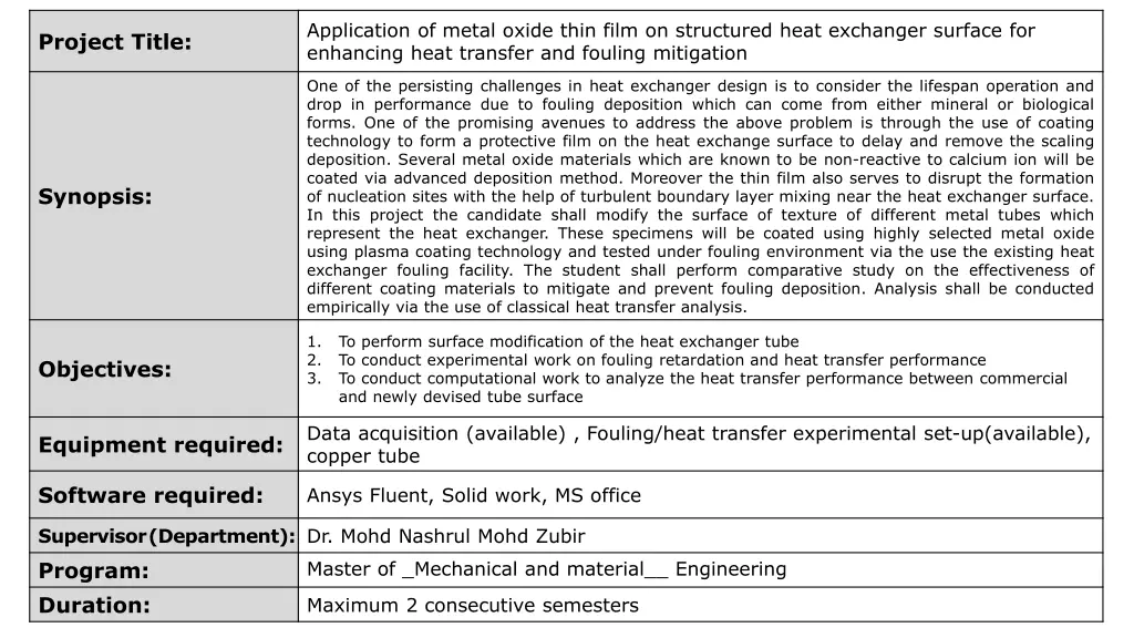 application of metal oxide thin film