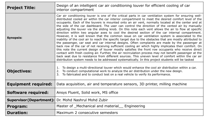 design of an intelligent car air conditioning