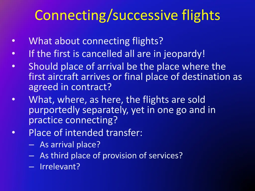 connecting successive flights