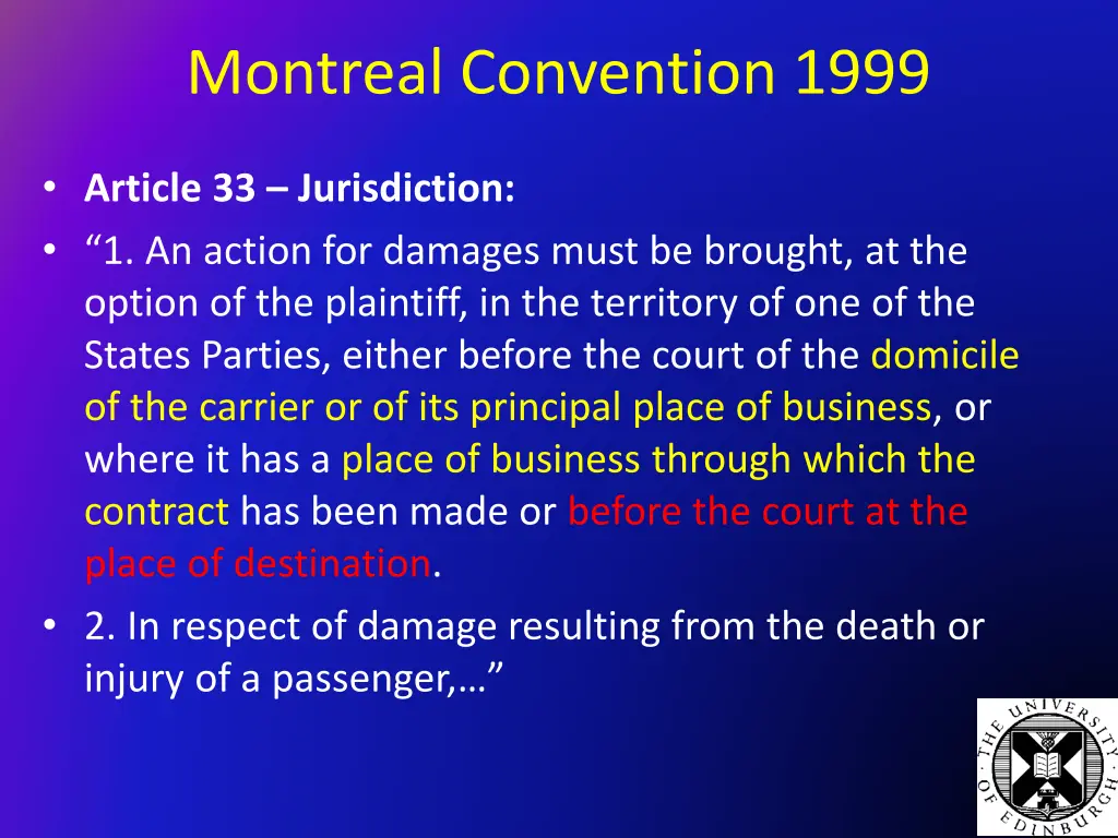 montreal convention 1999