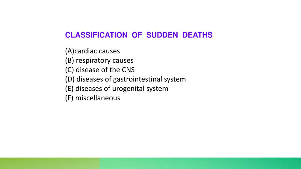 classification of sudden deaths