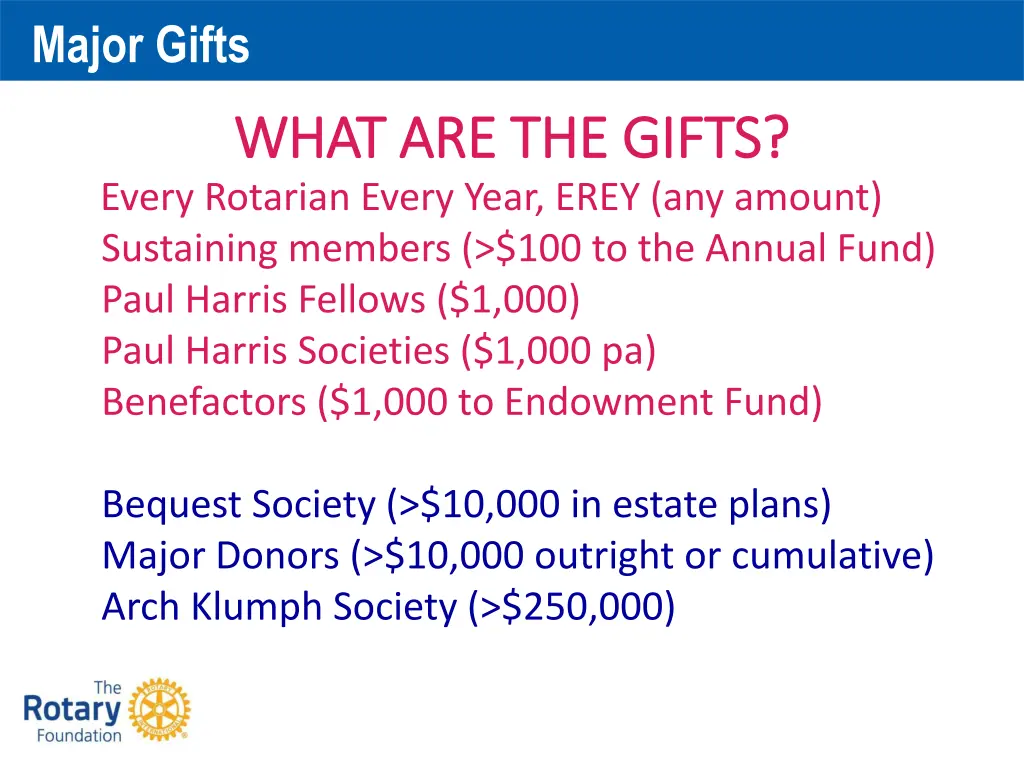 major gifts