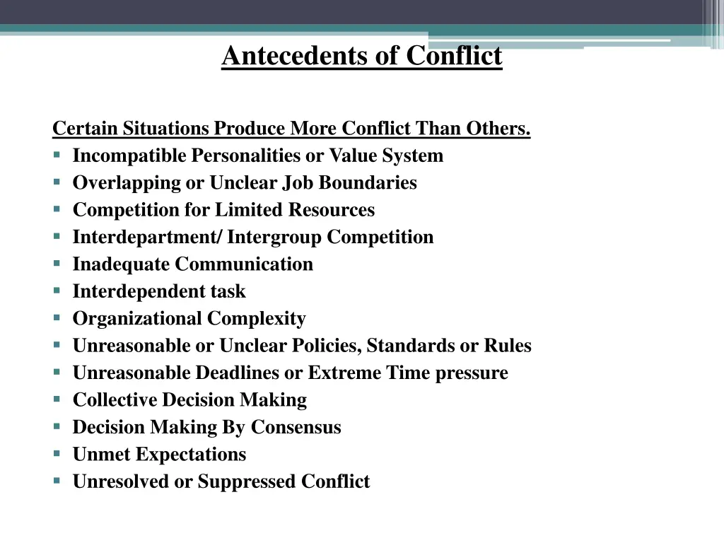 antecedents of conflict
