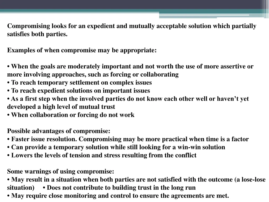 compromising looks for an expedient and mutually