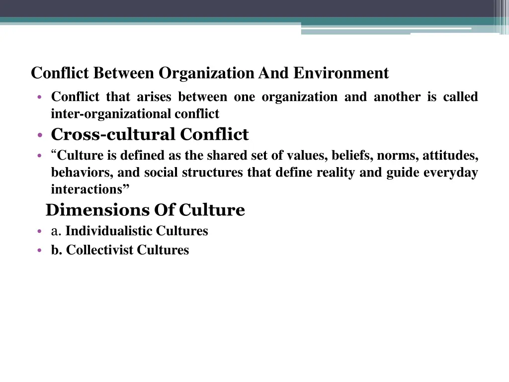 conflict between organization and environment