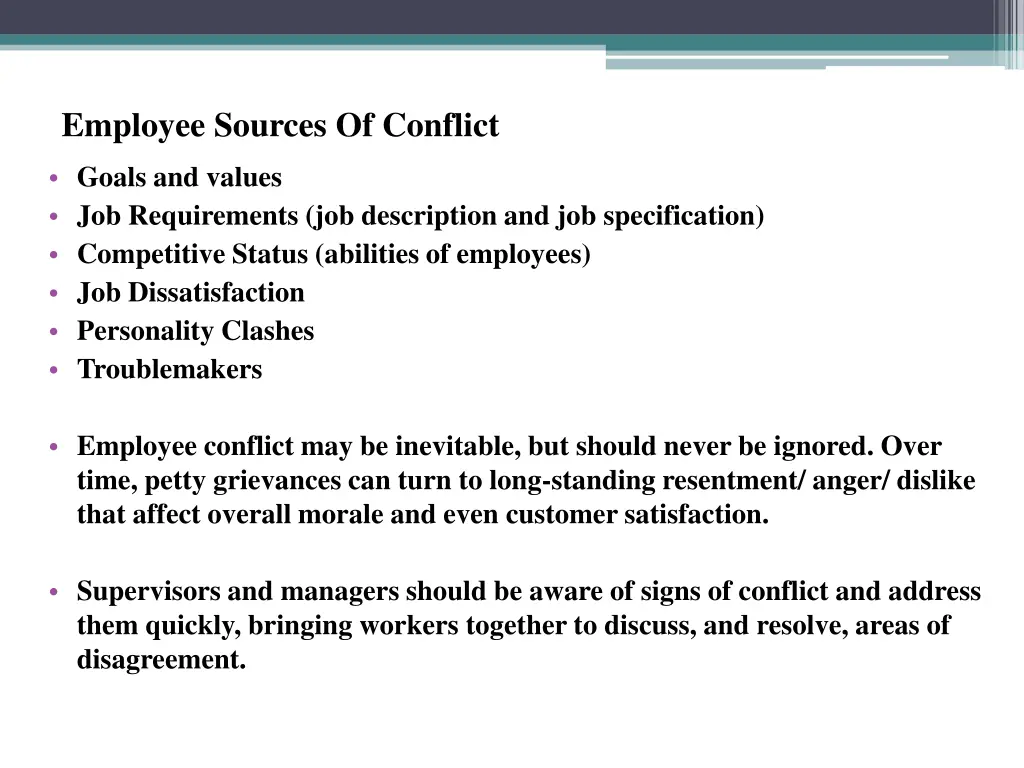 employee sources of conflict