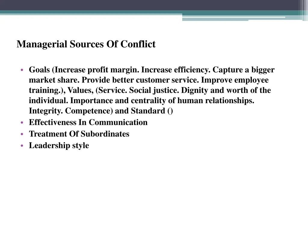 managerial sources of conflict