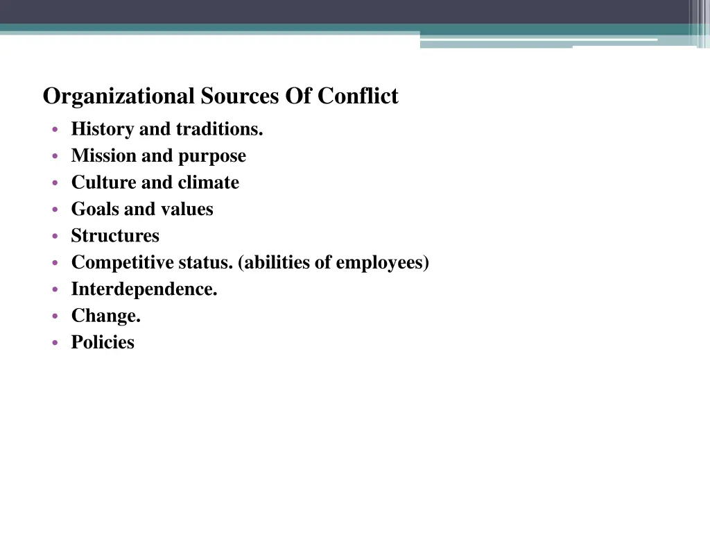 organizational sources of conflict history