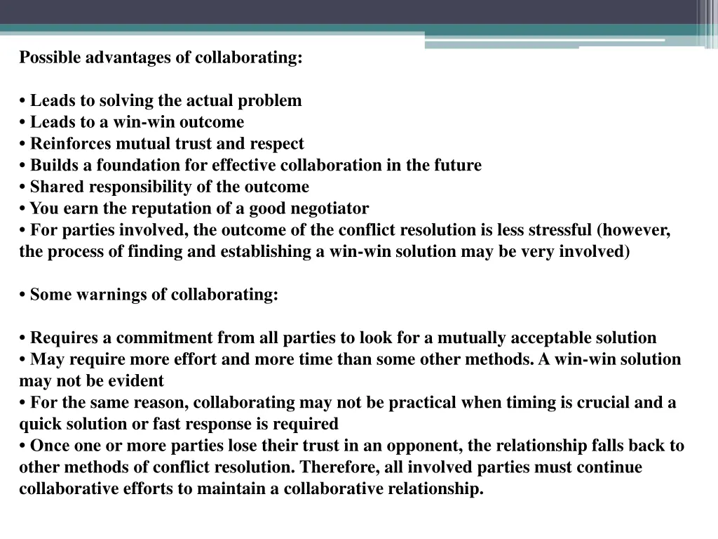 possible advantages of collaborating