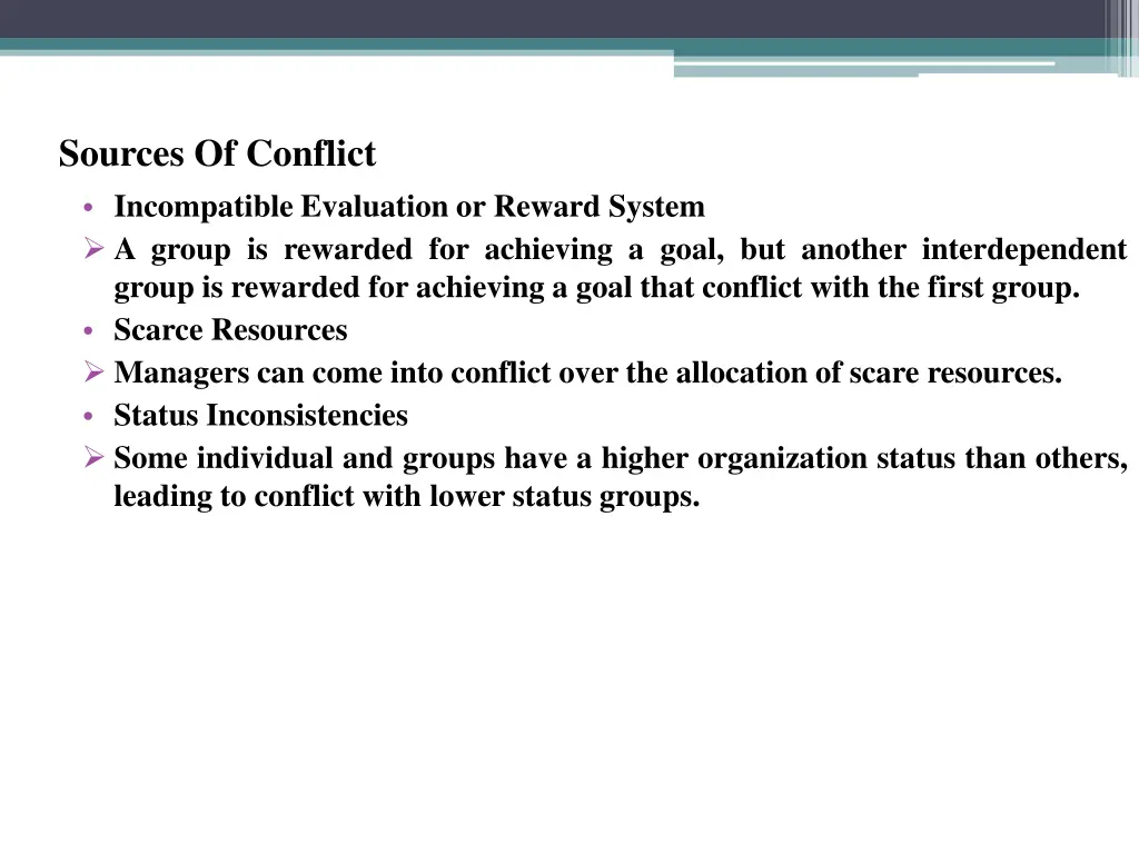 sources of conflict incompatible evaluation