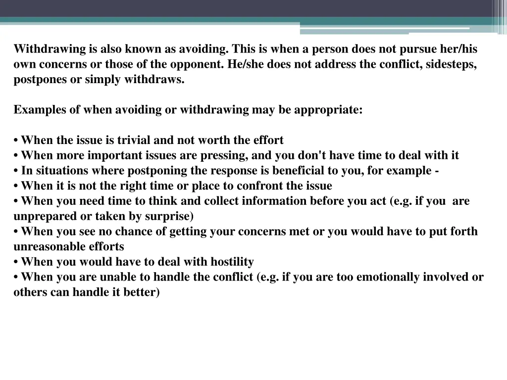 withdrawing is also known as avoiding this