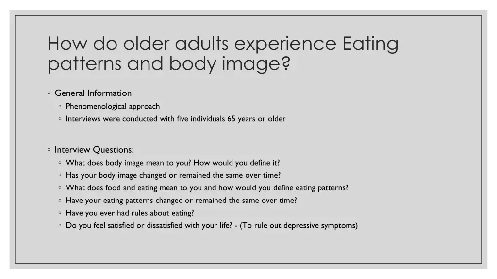 how do older adults experience eating patterns