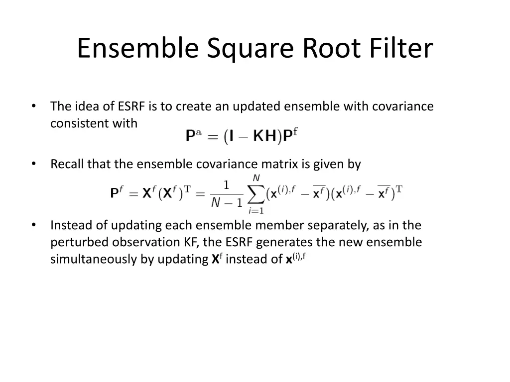 ensemble square root filter