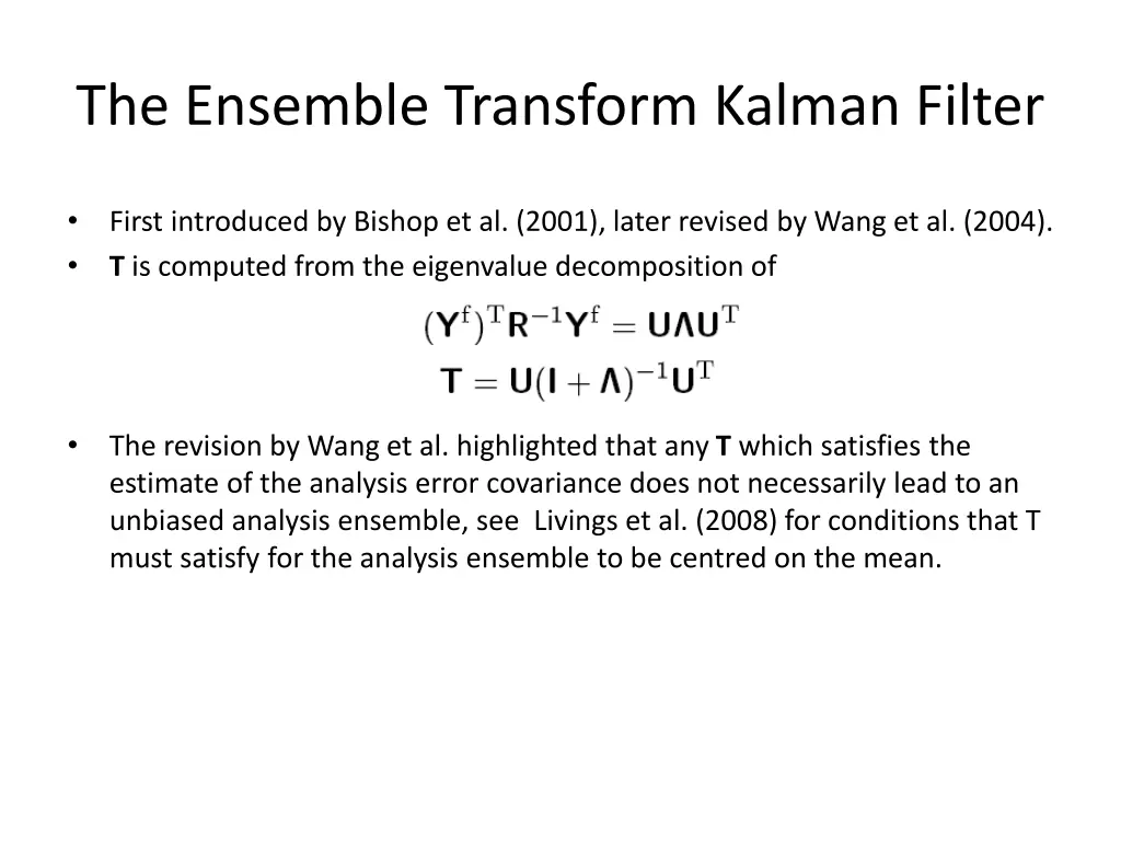 the ensemble transform kalman filter