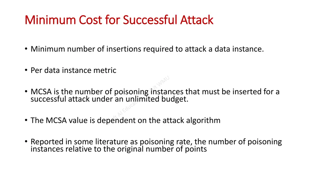 minimum cost for successful attack minimum cost