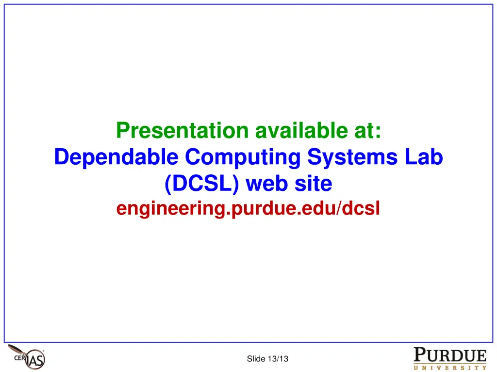presentation available at dependable computing