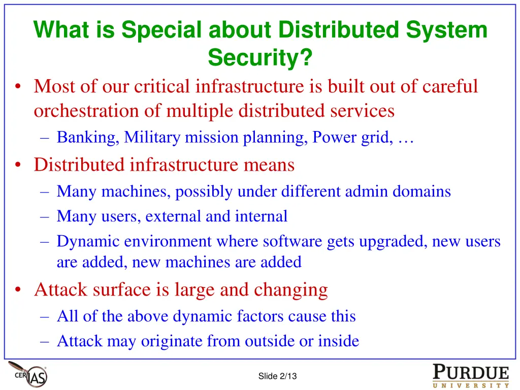 what is special about distributed system security