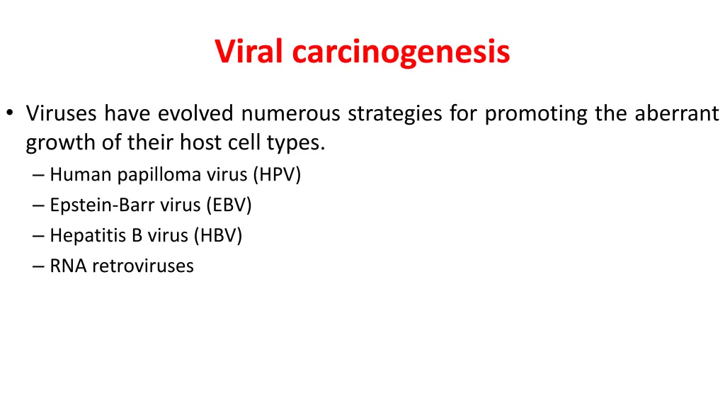 viral carcinogenesis