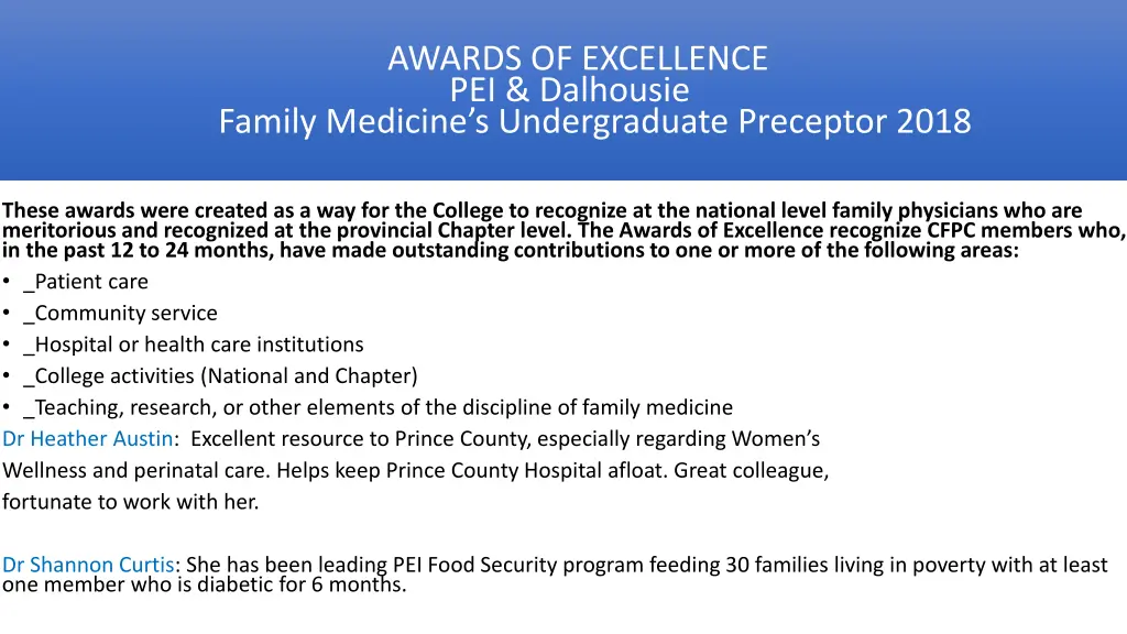 awards of excellence pei dalhousie