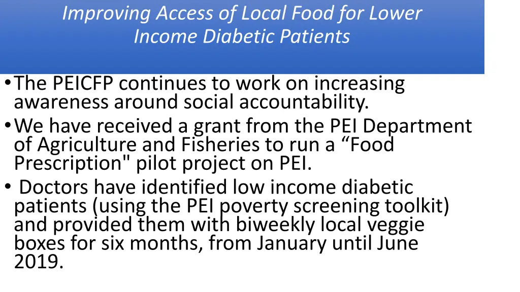 improving access of local food for lower income