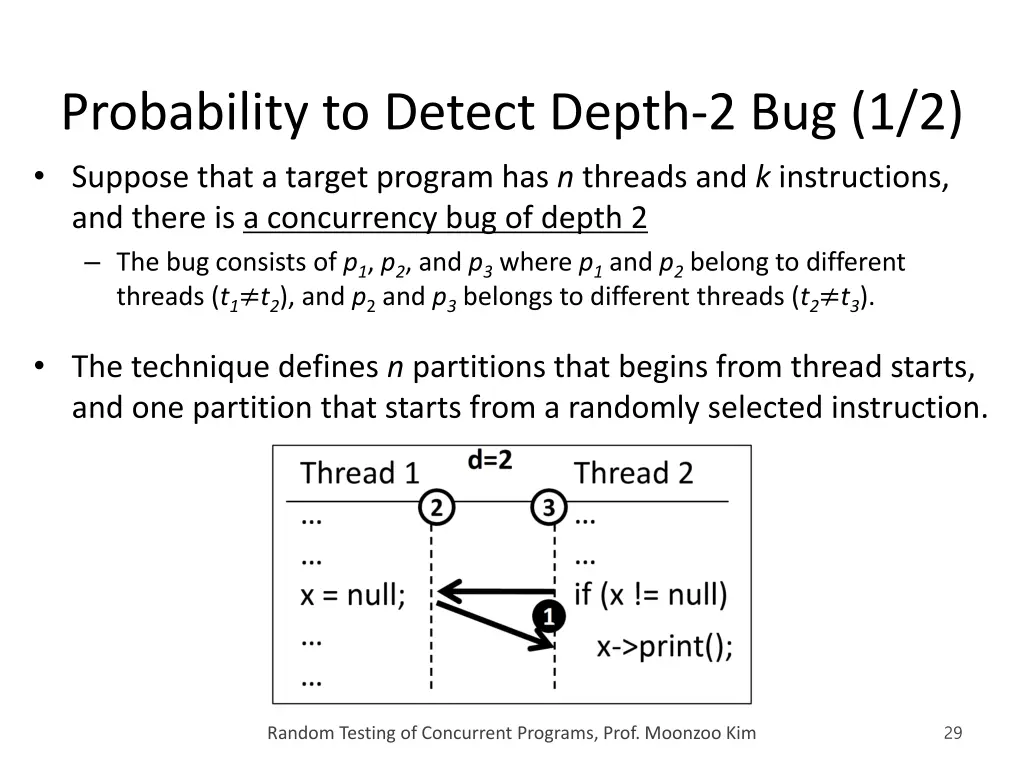 probability to detect depth 2 bug 1 2 suppose